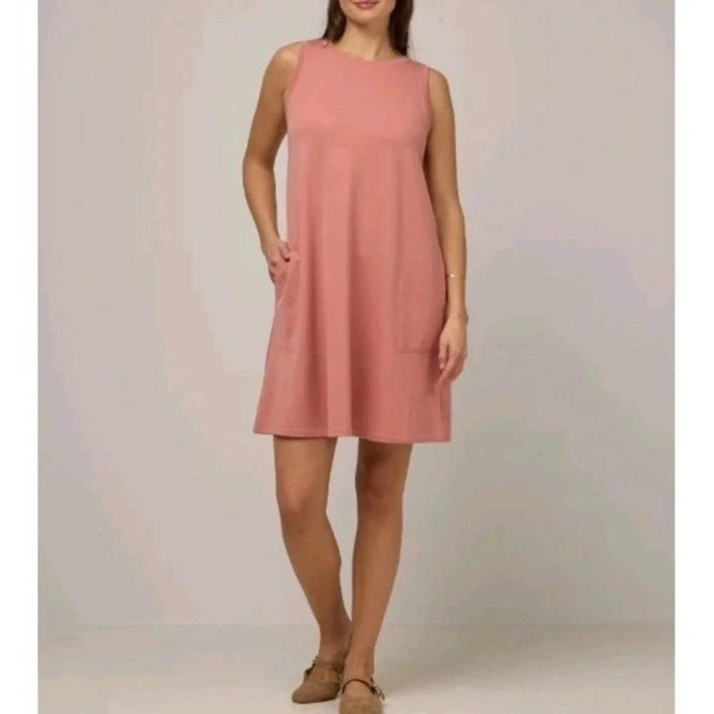 Wool& Sierra Tank Swing Shift Dress Size XL Rust Merino Wool Stretch Luxury - Picture 1 of 6